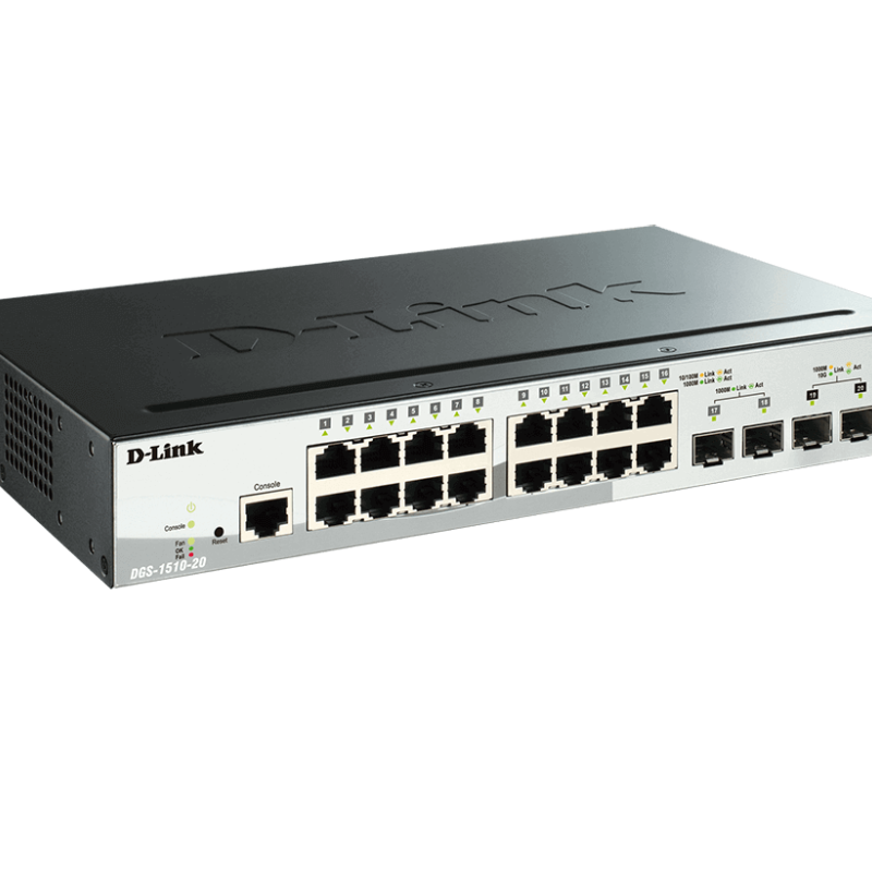 D-Link | Stackable Smart Managed Switch with 10G Uplinks | DGS-1510-20/E | Managed L2 | Desktop/Rackmountable | Gigabit Ethernet (copper) ports quantity 16