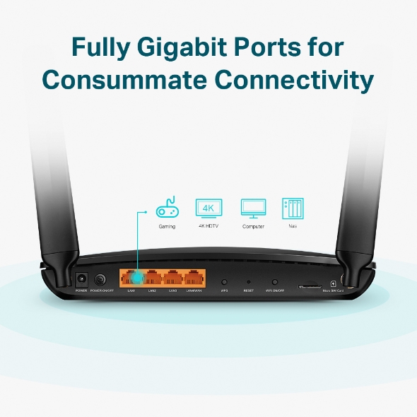 TP-LINK | 4G+ LTE maršrutētājs | Archer MR600 | 802.11ac | 300+867 Mbit/s | 10/100/1000 Mbit/s | Ethernet LAN (RJ-45) porti 3 | Bez Mesh atbalsta | Bez MU-MIMO | 4G | Antenas tips 2xnoņemamas