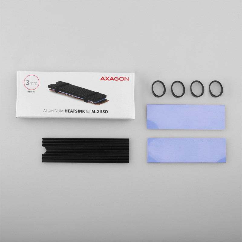 AXAGON Pasīvs alumīnija dzesētājs visām M.2 SSD, izmērs 2280, augstums 3 mm | CLR-M2L3