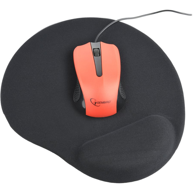 Gembird | Gel mouse pad with wrist support | Ergonomic mouse pad | 240 x 220 x 4 mm | Black