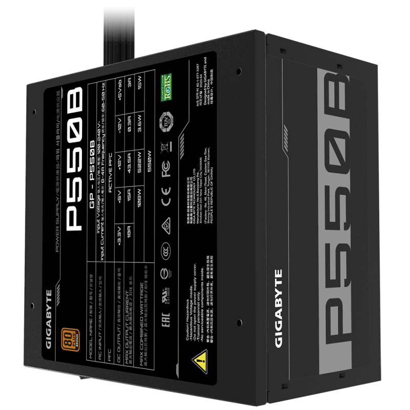 Gigabyte | GP-P550B | 550 W | 80 PLUS Bronze certified