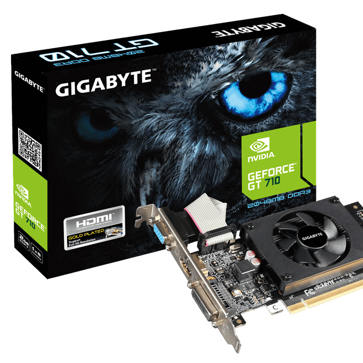 Gigabyte | GV-N710D3-2GL 2.0 | NVIDIA | 2 GB | GeForce GT 710 | DDR3 | Dzesēšana: aktīva | DVI-D: 1 | HDMI: 1 | PCI Express 2.0 | Atmiņas takts: 1600 MHz | Procesora frekvence: 954 MHz | VGA (D-Sub): 1