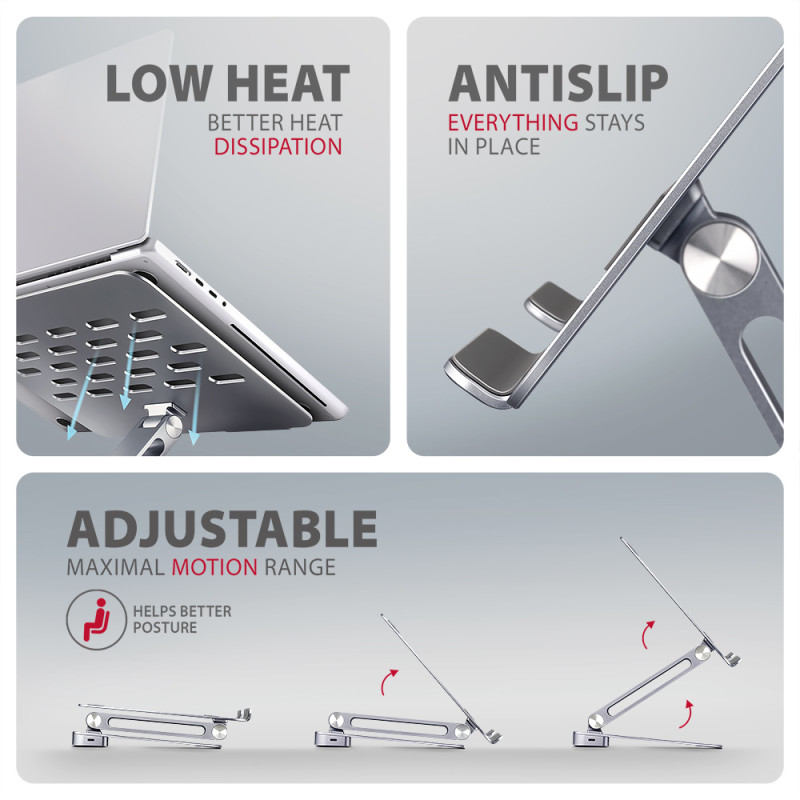 AXAGON Desk Mount | HMC-STND USB-C 5Gbps statīvs un hubs 7in1 | Regulējama augstuma, slīpuma | 10-16