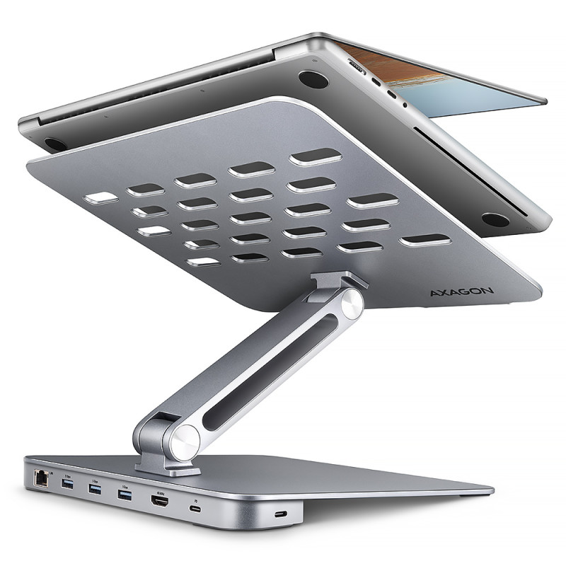 AXAGON Desk Mount | HMC-STND USB-C 5Gbps statīvs un hubs 7in1 | Regulējama augstuma, slīpuma | 10-16