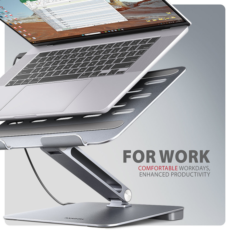 AXAGON Desk Mount | HMC-STND USB-C 5Gbps statīvs un hubs 7in1 | Regulējama augstuma, slīpuma | 10-16