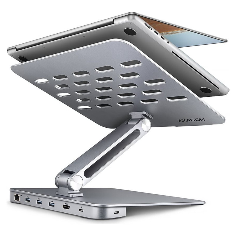 AXAGON Desk Mount | HMC-STND USB-C 5Gbps statīvs un hubs 7in1 | Regulējama augstuma, slīpuma | 10-16