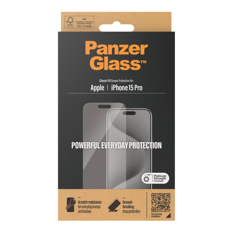 PanzerGlass | Ekrāna aizsargstikls | iPhone | iPhone 15 pro | Rūdīts stikls | Caurspīdīgs