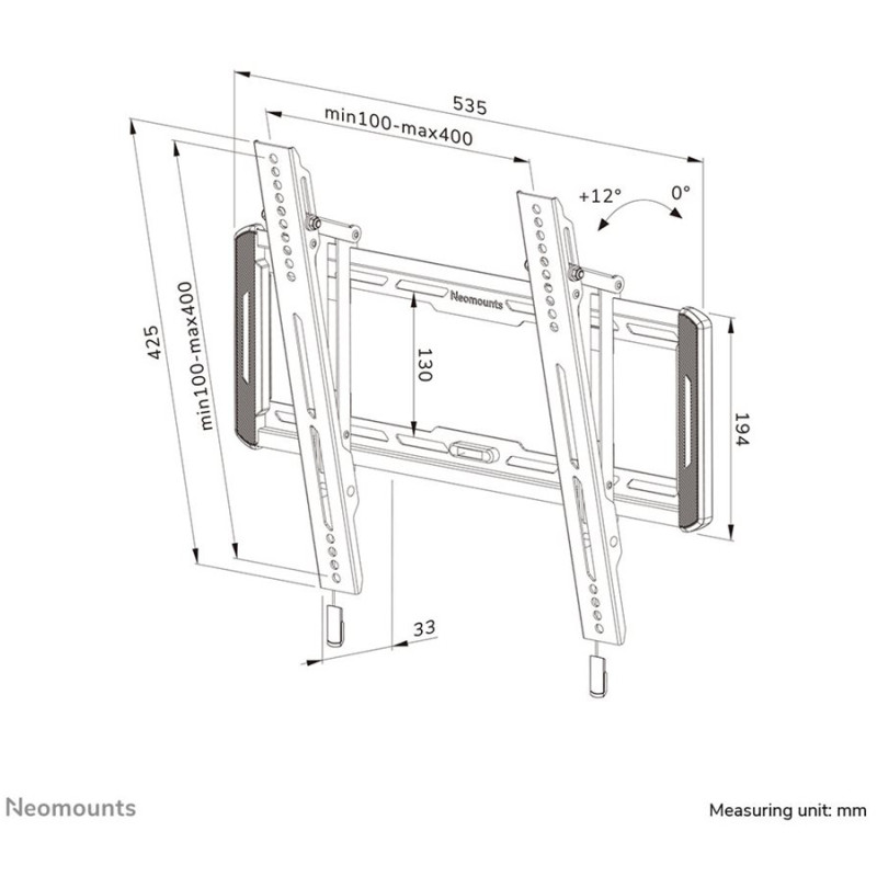 Neomounts Wall mount | WL35-550BL14 TV mount wall | Tilt | 32-75 " | Maximum weight (capacity) 50 kg | Black