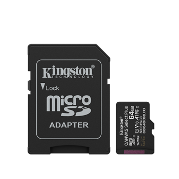 Kingston Canvas Select Plus | 64 GB | microSD | Flash atmiņa Class 10, UHS-I, U1/U3, video klase 10/30, A1