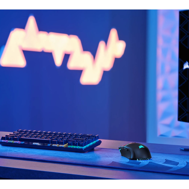 Corsair | Gaming peliņa | NIGHTSABRE RGB | Bezvadu | Bluetooth, 2,4 GHz | Melna