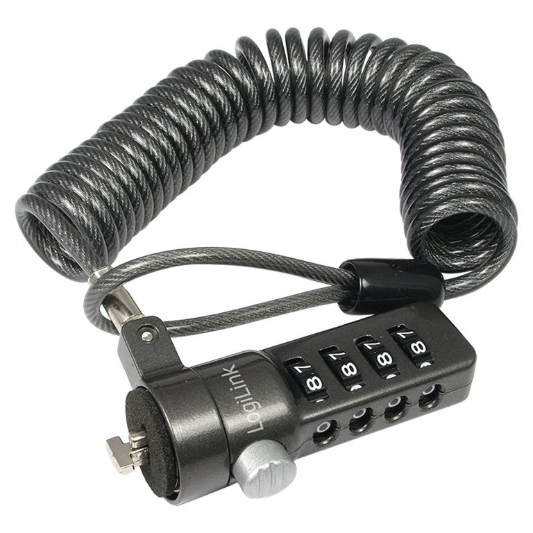 Logilink NBS004, piezīmjdatora spirālveida kabeļa slēdzene, melna