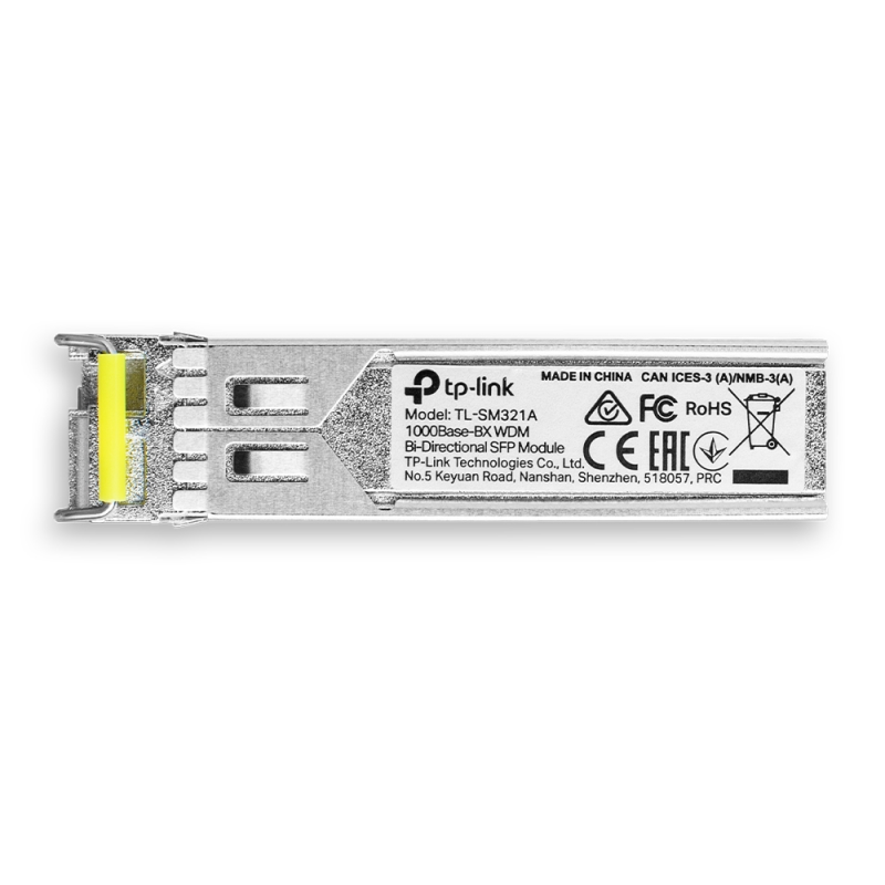 TP-LINK | 1000 Base-BX WDM divvirzienu SFP modulis | TL-SM321A-2 | 9/125 μm SMF (vienrežģa optika) | 9/125 μm SMF (vienrežģa optika)