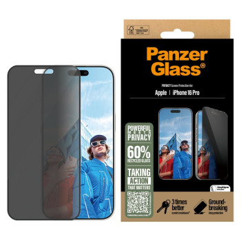 PanzerGlass Ekrāna aizsargs | Apple | iPhone 16 Pro | Stikls | Melns | Ultra-Wide Fit
