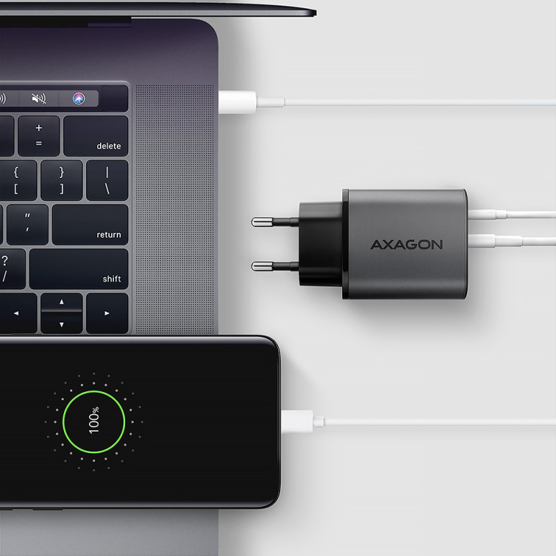 AXAGON Wall charger 67W, 2x port (USB-A + USB-C) PD3.0/PPS/QC4+/SFC 2.0/Apple | ACU-PQ67
