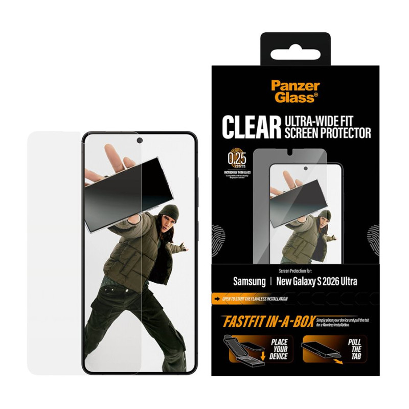 PanzerGlass Ekrāna aizsargplēve Samsung New Galaxy S26 Ultra | Ultra-Wide Fit ar FASTFIT IN-A-BOX | PanzerGlass