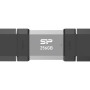 Silicon Power Dual USB Drive | Mobile C51 | 256 GB | USB Type-A un USB Type-C | Sudraba