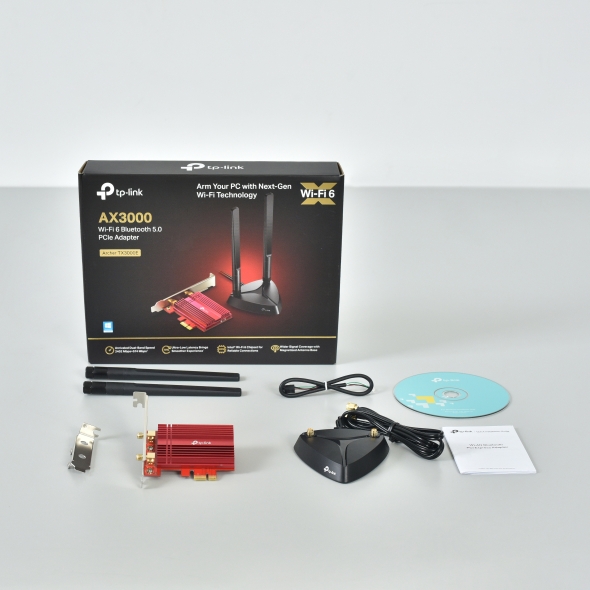 TP-LINK | AX3000 Wi-Fi 6 Bluetooth 5.0 PCIe Adapter | TX3000E | 2.4GHz/5GHz | Antenna type 2xHigh-Gain External Antennas | 574+2402 Mbit/s