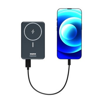 PORT CONNECT | USB-C ārējā akumulatora PD, Bezvadu Qi2 | 10000 mAh | Zils