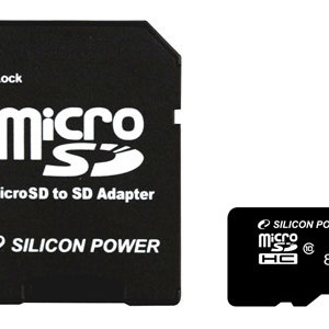 Silicon Power | 8 GB | MicroSDHC | Flash atmiņas klase 10 | SD adapters