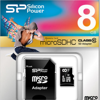 Silicon Power | 8 GB | MicroSDHC | Flash atmiņas klase 10 | SD adapters