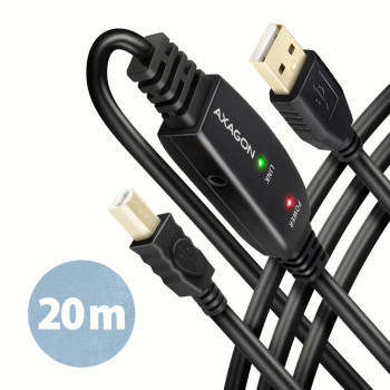 AXAGON | USB pastiprinātāja kabelis, 20 m | ADR-220B | USB Type A uz USB Type B