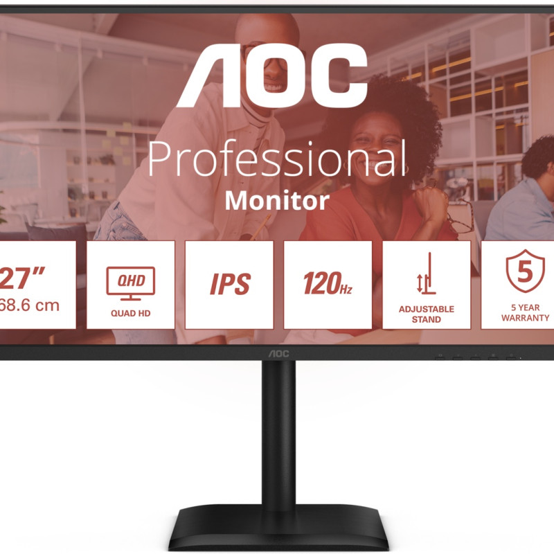 AOC | Q27E4U | 27 " | IPS | QHD | 16:9 | 120 Hz | 4 ms | 2560 x 1440 pixels | 350 cd/m² | HDMI ports quantity 1