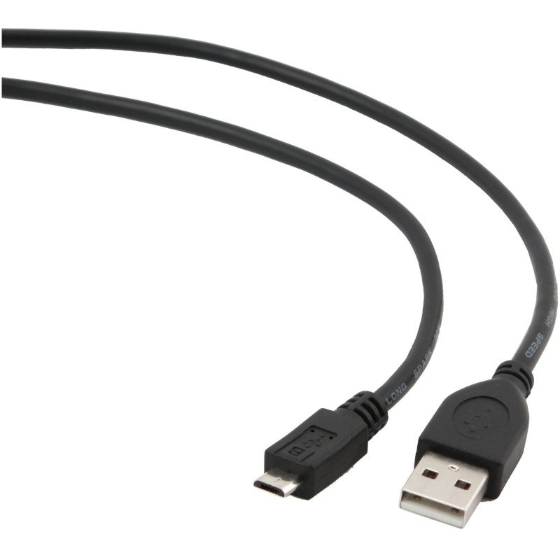 Cablexpert | USB 2.0 | Melns | Vīrietis A spraudnis uz vīrietis Micro-B spraudni USB 2.0 kabelis* Zelta pārklājuma kontakti uzticamai augstas ātruma datu pārraidei* Veidoti savienotāji | USB-A uz micro-USB