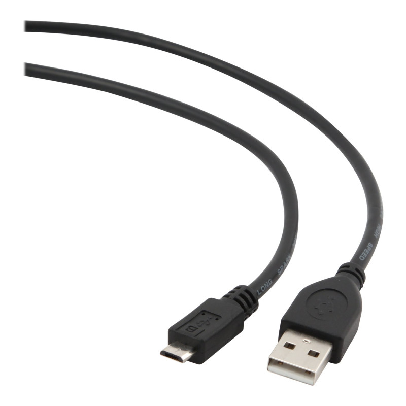Cablexpert | USB 2.0 | Melns | Vīrietis A spraudnis uz vīrietis Micro-B spraudni USB 2.0 kabelis* Zelta pārklājuma kontakti uzticamai augstas ātruma datu pārraidei* Veidoti savienotāji | USB-A uz micro-USB