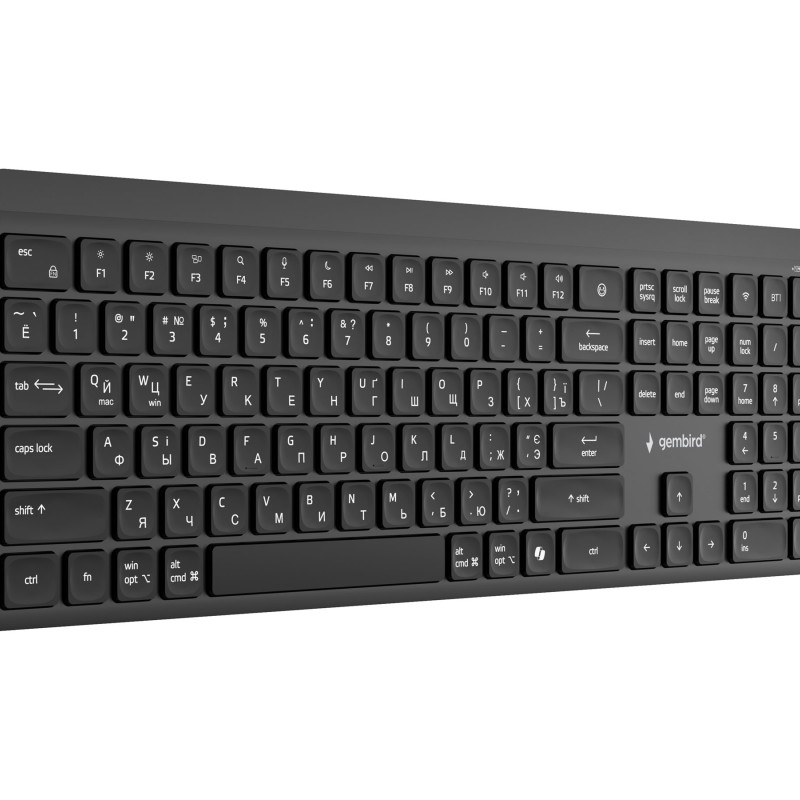 Gembird KB-WPS-03-CYRL | Klaviatūra | Bezvadu | Kirilica | Bluetooth | Melna