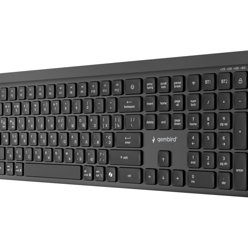 Gembird KB-WPS-03-CYRL | Klaviatūra | Bezvadu | Kirilica | Bluetooth | Melna