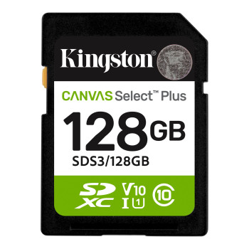Kingston Canvas Select Plus | 128 GB | SD | Flash atmiņas klase Class 10, UHS-I, U1/U3, Video Class 10/30