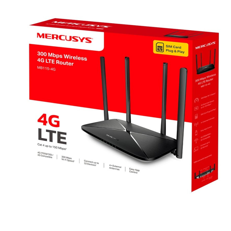 Mercusys MB115-4G 300 Mbps Wireless N 4G LTE maršrutētājs | Mercusys