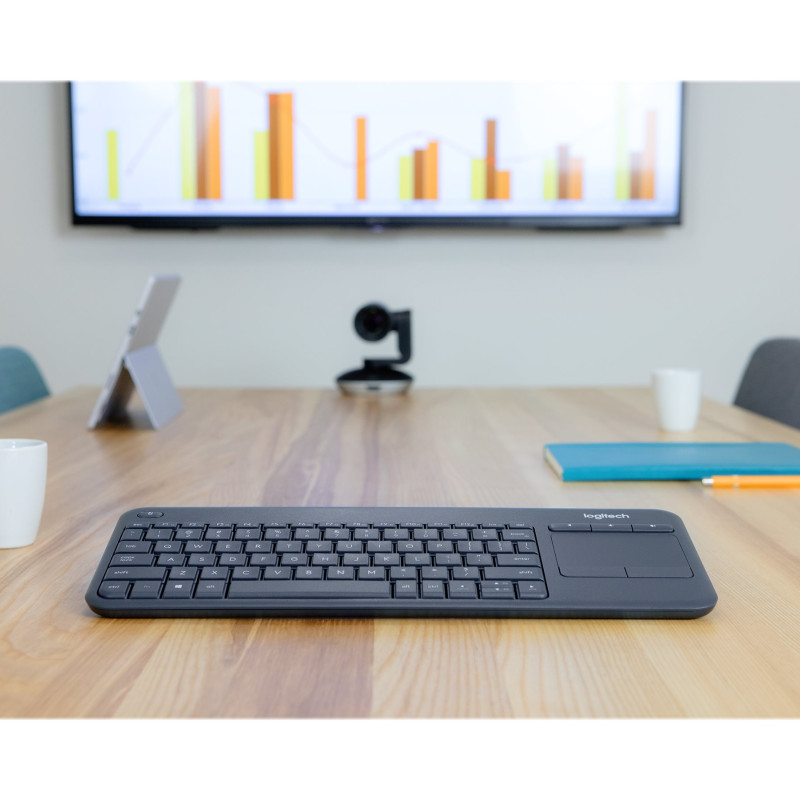 Logitech | K400 Plus | Keyboard with Trackpad | Wireless | US | Black | • Keyboard• Unifying receiver • 2 AA batteries (pre-installed)• User documentation