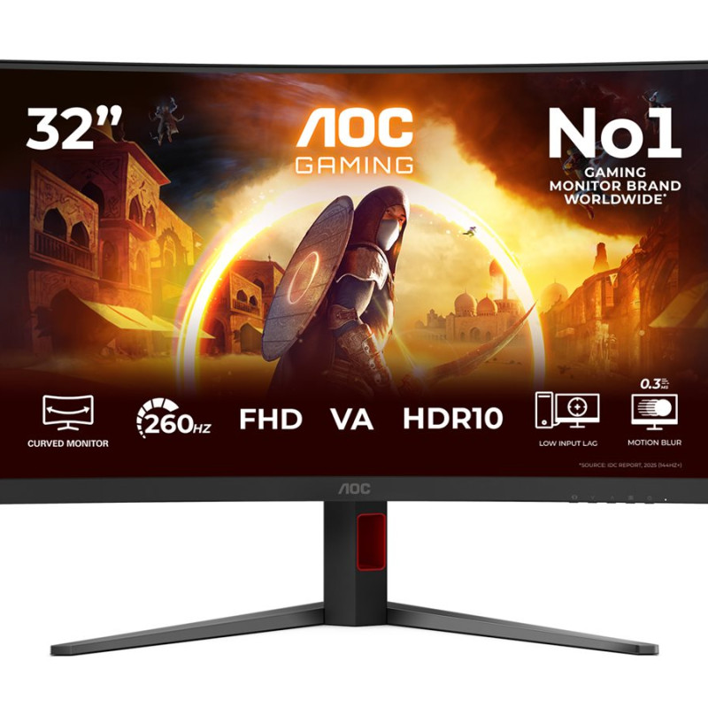 AOC C32G4Z | 32 " | VA | FHD | 16:9 | 240 Hz | 0.3 ms | 1920 x 1080 pikseļi | 300 cd/m² | HDMI ports skaits 1 | Melns