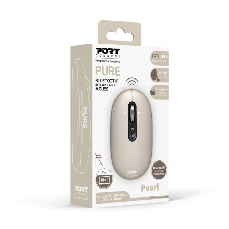 PORT CONNECT Mouse | PURE MAC | Wireless | Bluetooth | Beige Perle