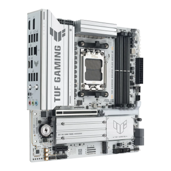 Asus TUF GAMING B850M-PLUS WIFI7 W | Procesoru saime AMD | Procesora ligzda AM5 | DDR5 | Atbalstītie cietā diska interfeisi SATA, M.2 | SATA savienotāju skaits 4
