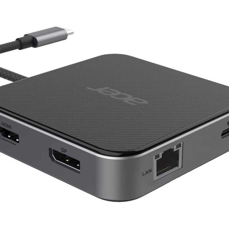 Acer 7‑in‑1 USB Type‑C dokstacija | Ethernet LAN (RJ‑45) porti 1 | DisplayPorti 1 | HDMI porti 1