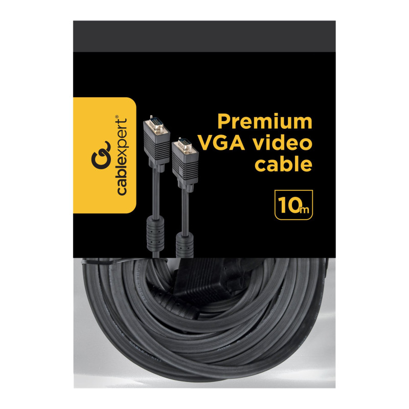 Gembird CC-PPVGA-10M-B Premium VGA HD15M/HD15M dubultsargāts ar 2× ferīta serdi 10M | Cablexpert
