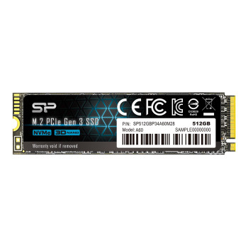 Silicon Power | A60 | 512 GB | Solid-state drive interfeiss M.2 NVMe | Lasīšanas ātrums 2200 MB/s | Rakstīšanas ātrums 1600 MB/s
