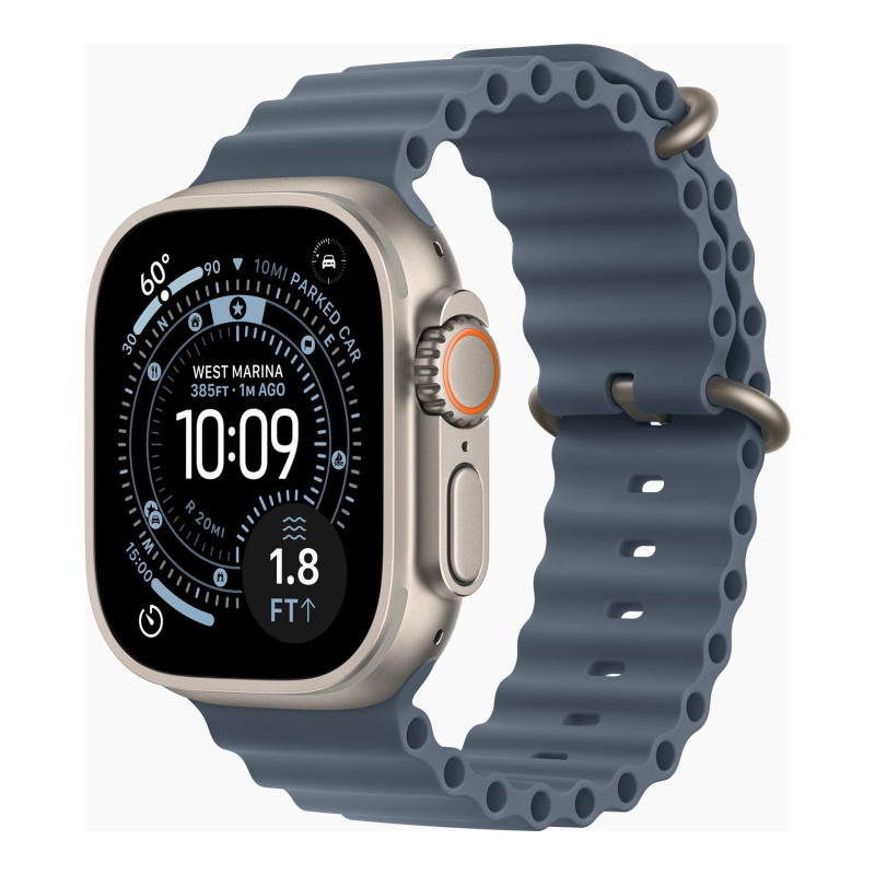 Apple Watch Ultra 3 GPS + Cellular 49mm dabīgā titāna korpuss ar Anchor Blue Ocean siksniņa | Apple