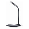 Gembird TA-WPC10-LED-01 galda lampa ar bezvadu lādētāju, melna | Auksta balta, silta balta, dabīga 2893–7072 K | Telefons vai planšete ar iebūvētu Qi bezvadu uzlādi