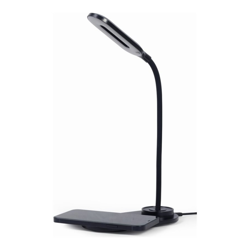 Gembird TA-WPC10-LED-01 galda lampa ar bezvadu lādētāju, melna | Auksta balta, silta balta, dabīga 2893–7072 K | Telefons vai planšete ar iebūvētu Qi bezvadu uzlādi