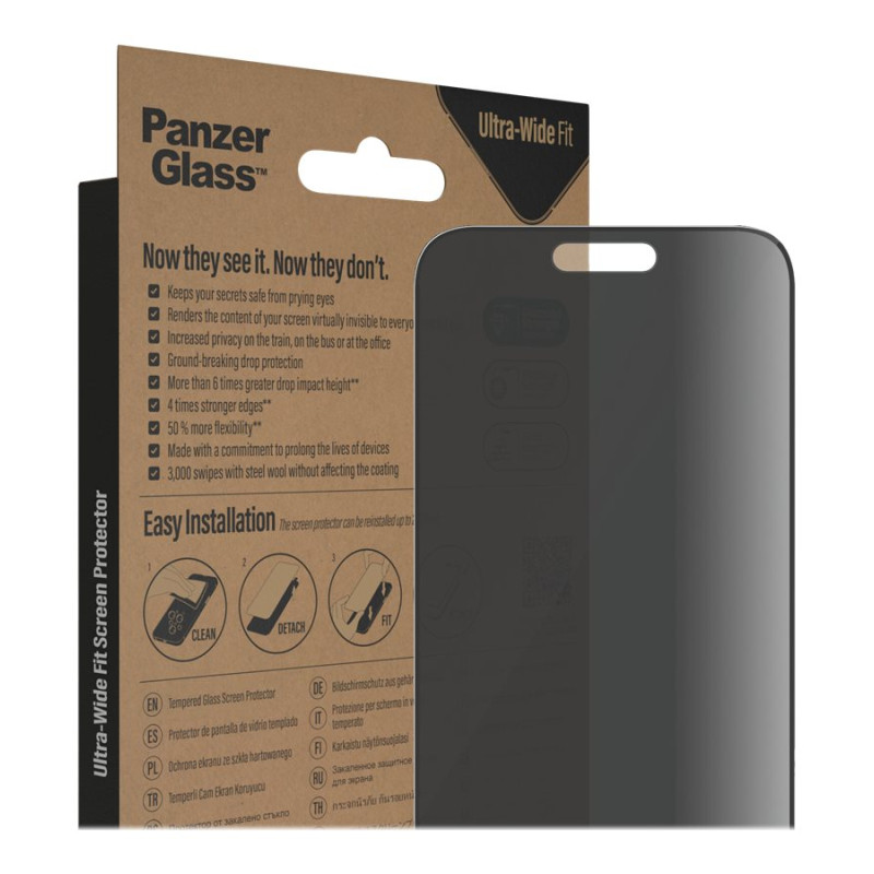PanzerGlass | Screen protector | Apple | iPhone 14 Pro Max | Glass | Black | Ultra-Wide Fit Privacy AB