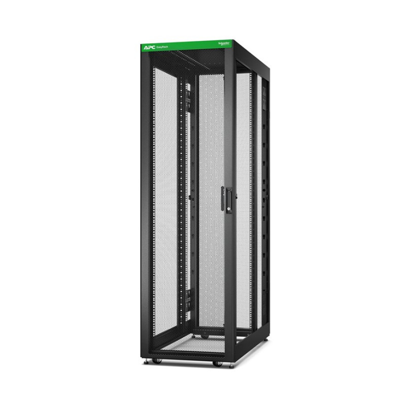 APC Easy Rack 600mm/42U/1200mm, ar jumtu, riteņiem, kājām un 4 kronšteiniem, bez sānu paneļiem, melns | Schneider Electric