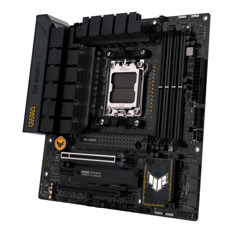 Asus | TUF GAMING B650M-PLUS WIFI | Procesoru ģimene AMD | Procesora ligzda AM5 | DDR5 DIMM | Atmiņas sloti 4 | Atbalstītie cietā diska interfeisi SATA, M.2 | SATA savienotāju skaits 4 | Čipsets AMD B650 | micro-ATX