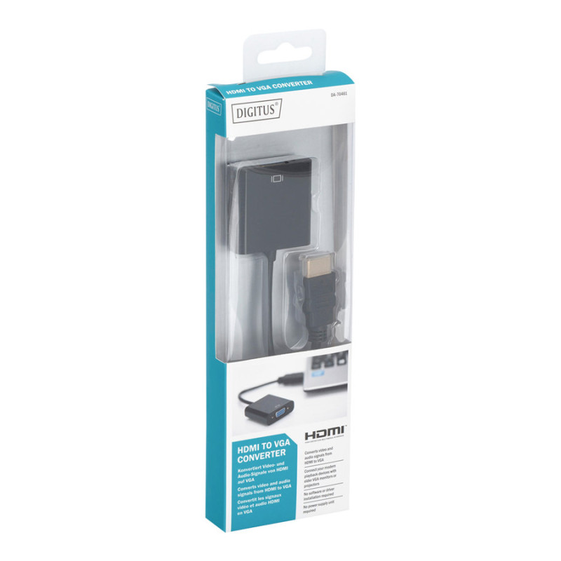 Digitus | HDMI uz VGA pārveidotāja adapters | DA-70461 | Melns