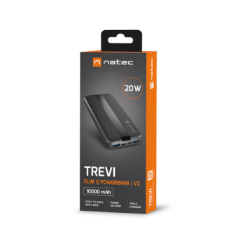 Natec Power Bank | Trevi Slim Q V2 | 10000 mAh | Melns