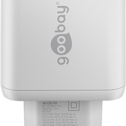 Goobay | USB-C PD dubultā ātrā lādētāja (45 W) | 65412 | N/A