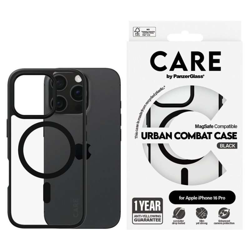 CARE Flagship Case | Back cover | Apple | iPhone 16 PRO | Recycled plastic | Black | MagSafe