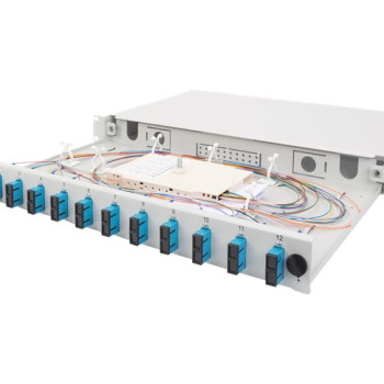 Fiber optikas locījumu kastes priekšējais panelis, ātrā bloķēšana, 12x SC DX, 1U | DN-96200-QL | Pelēks